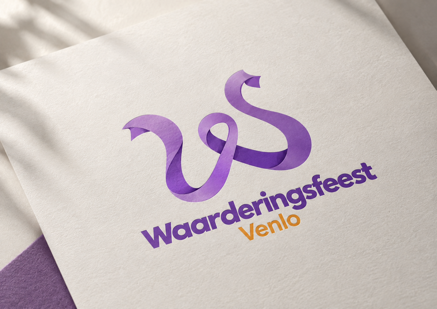 Waarderingsfeest Venlo-logo en lintvorm gedrukt op licht papier